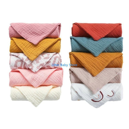 N80C 10Pcs Baby Square Towels Infants Wash Hand Face Towel Handkerchief Feeding Bib Burp Cloth Soft Crepe Muslin Saliva Towel