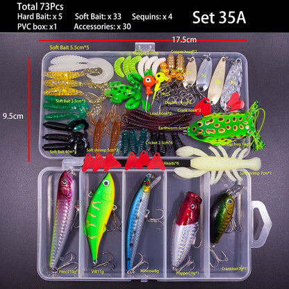 Grande Conjunto Misto de Iscas Artificiais Macias e Rígidas Kit com Minnow Biônico, Swing Metal Jig, Colher e Pesca, Opção de 12 Conjuntos