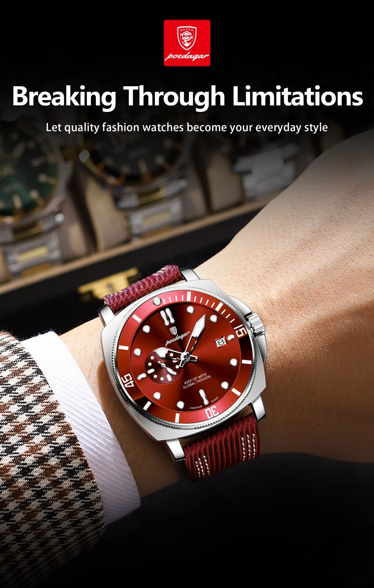 POEDAGAR Luxury Fashion Man Watch Luminous Waterproof Date Sport Watches For Men Nylon Leather Quartz Business Men's Clock Reloj