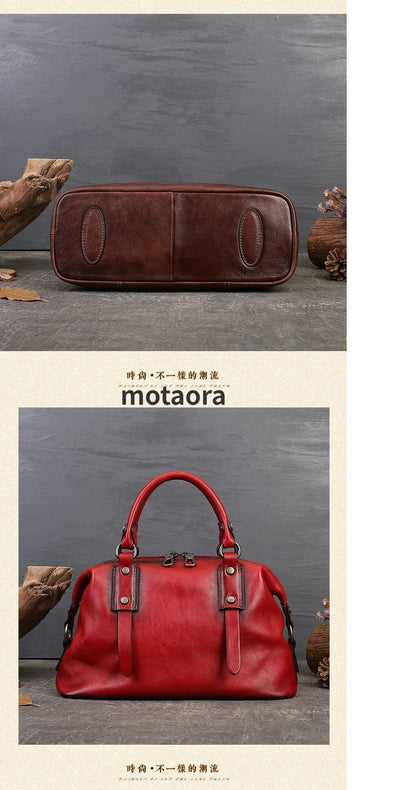 MOTAORA 2025 New Genuine Leather Satchel Tote Bag Top Handle Handbag Designer Shoulder Bag Large Capacity Cross Body Bag Vintage