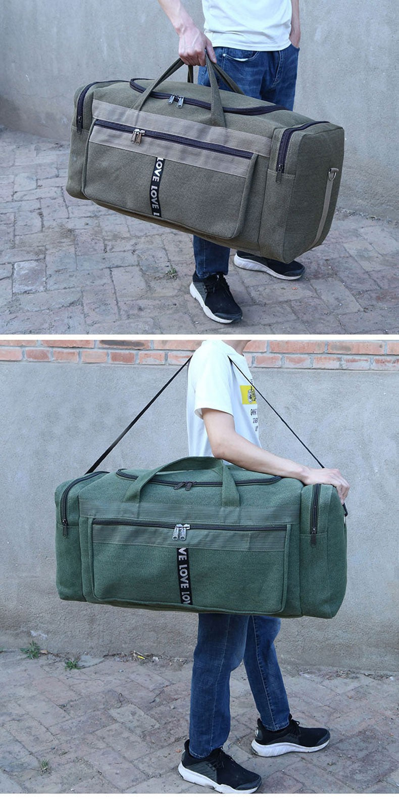 Large Canvas Travel Duffel Bag Waterproof Men's Shoulder Luggage Storage Bags Outdoor Trainning Fitness Sports Handbag XA927D