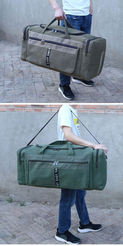 Large Canvas Travel Duffel Bag Waterproof Men's Shoulder Luggage Storage Bags Outdoor Trainning Fitness Sports Handbag XA927D
