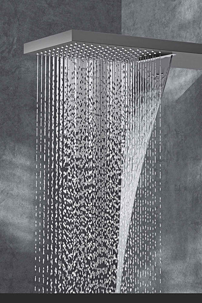 Luxury  black brass shower system wall-mounted LED digital display design Cold & hot dual-control 4-function ceiling shower Tap