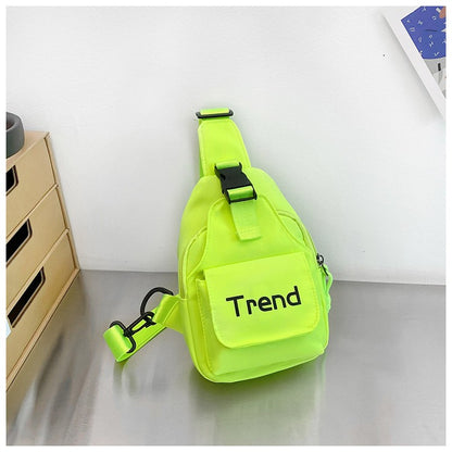 Bolsa de ombro infantil de cor lisa com letras simples, moderna, de nylon, para crianças, bolsa transversal, fofa, casual, para meninos, pochete, bolsa de mão