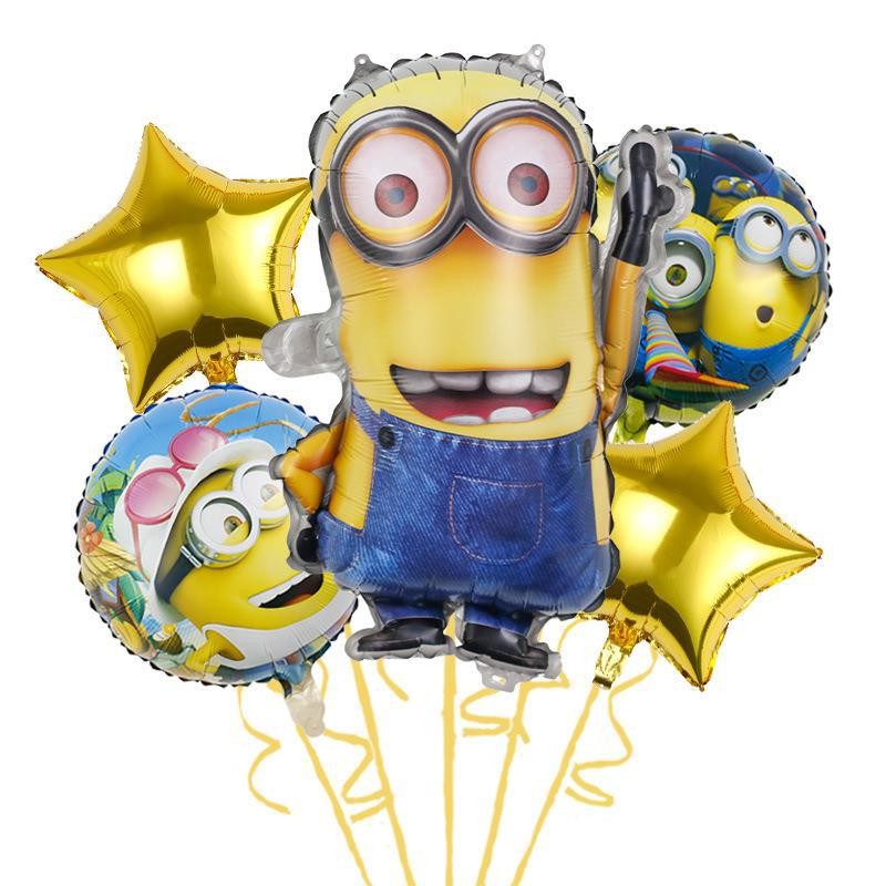Anime Minion Themed Party Decorations Party Tableware Set Plates Cups Birthday Balloons Big Eye Yellow Man Party Favors Supplies