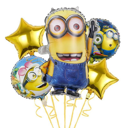 Anime Minion Themed Party Decorations Party Tableware Set Plates Cups Birthday Balloons Big Eye Yellow Man Party Favors Supplies
