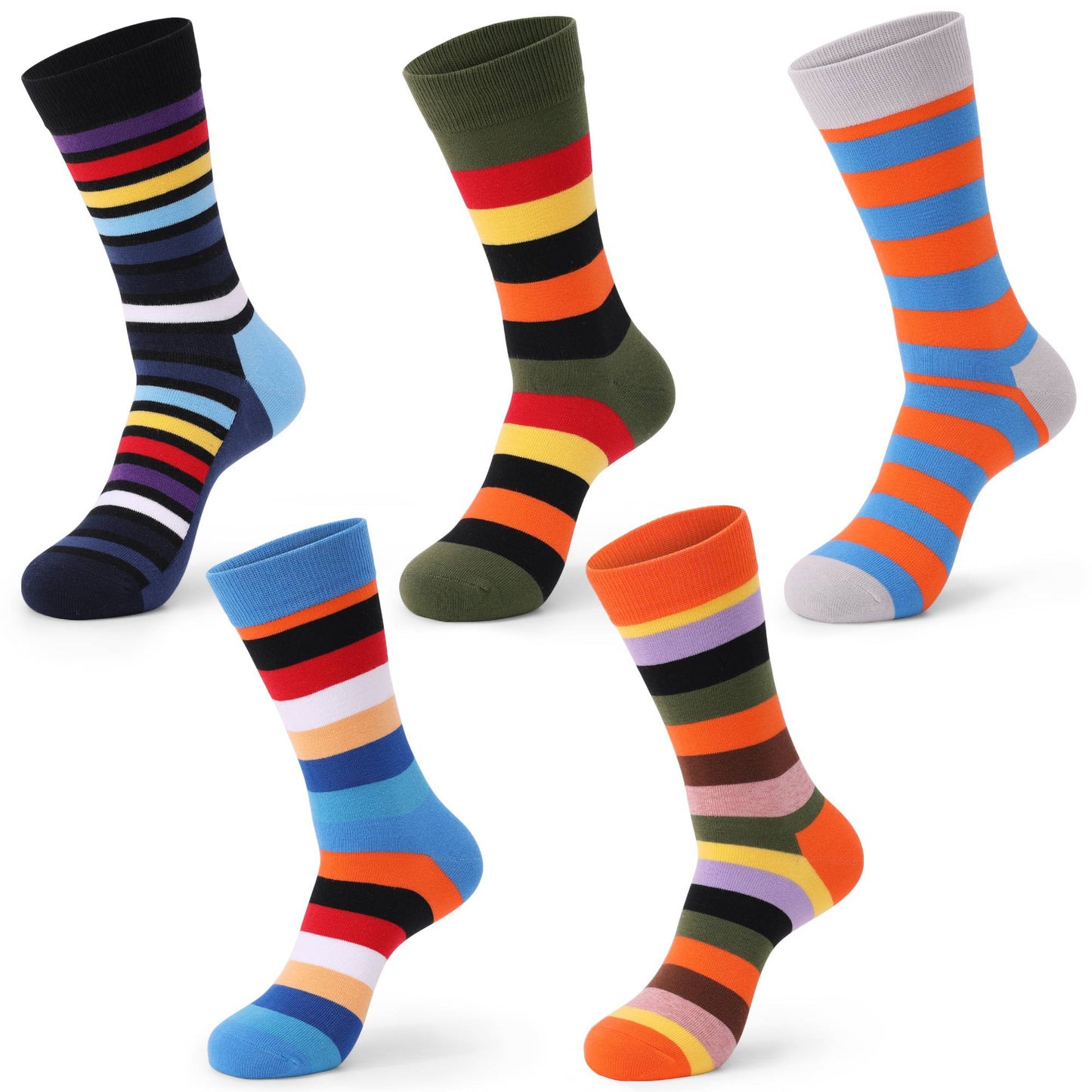 5 Pairs Mens Dress Socks Plus large Size?High Quality Combed Cotton Crew Socks?Black Cool Argyle Breathable Casual Socks for men