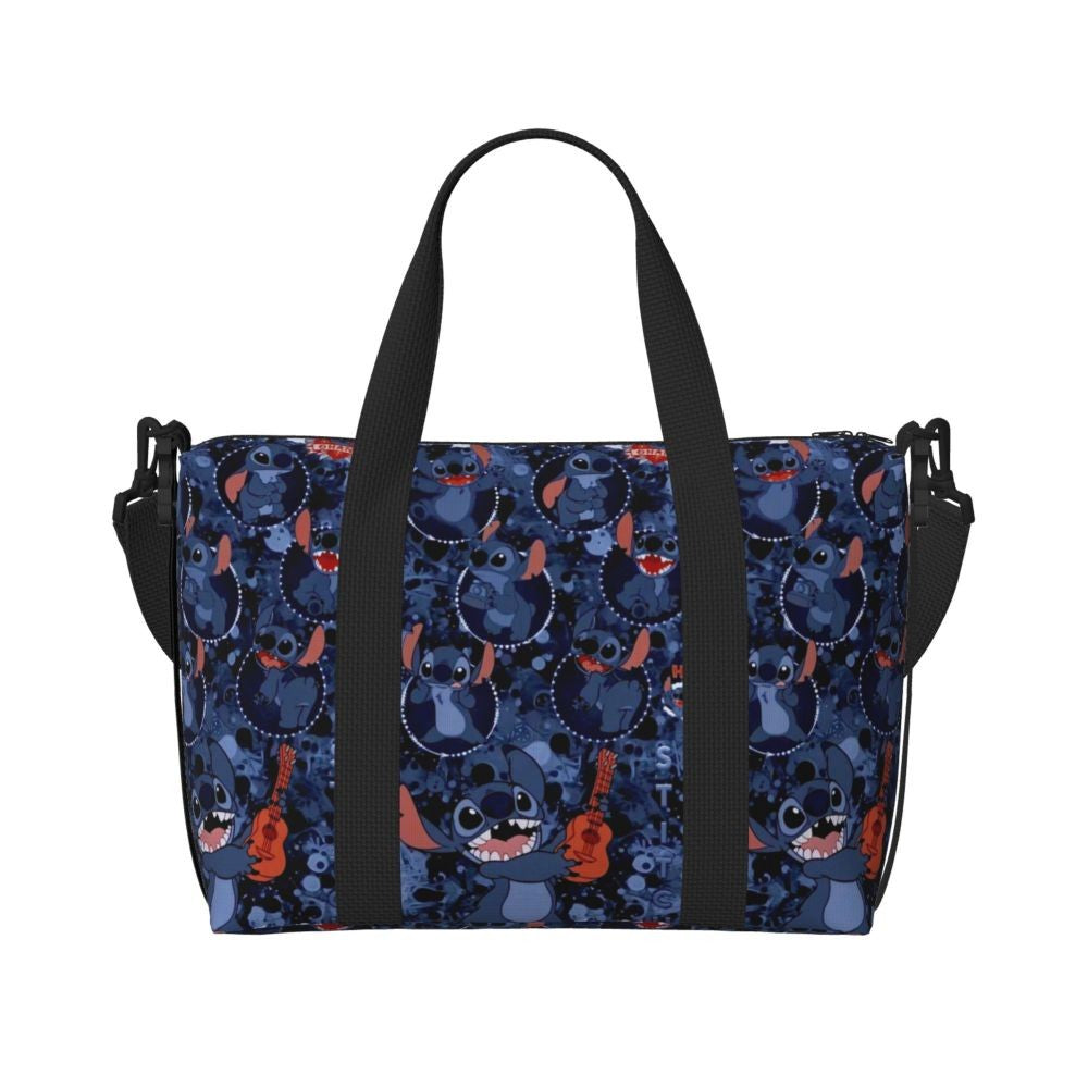Custom Large SLilo And Stitch Cartoon Tote Bag Women Anime Shopping Shoulder Beach Gym Travel Bag