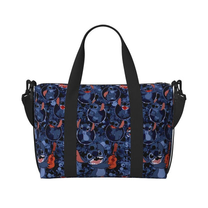 Custom Large SLilo And Stitch Cartoon Tote Bag Women Anime Shopping Shoulder Beach Gym Travel Bag