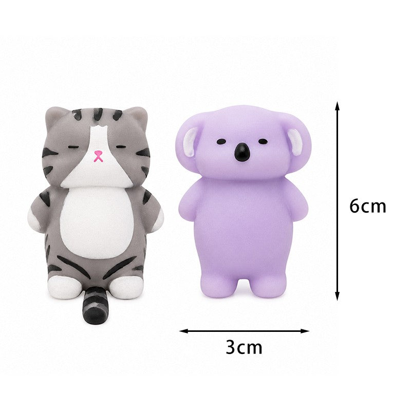 6/12/24pcs Cartoon Mini Mochi Squishy Toy Animals Stress Relief Toy for Kids Birthday Party Favor Halloween Goodie Bag Stuffer