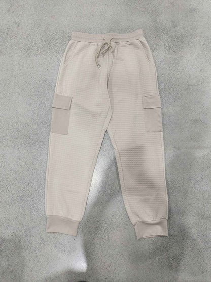 Men's Clothing  Pants Autumn Winter Fashion Casual Heavyweight Small Check Loose Jogger Sweatpants Waffles