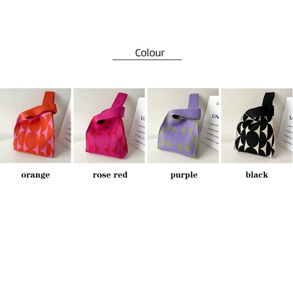 Girls Reusable Handmade Knit Handbag Tote Bag Wrist Bag Shopping Bags