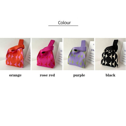 Girls Reusable Handmade Knit Handbag Tote Bag Wrist Bag Shopping Bags
