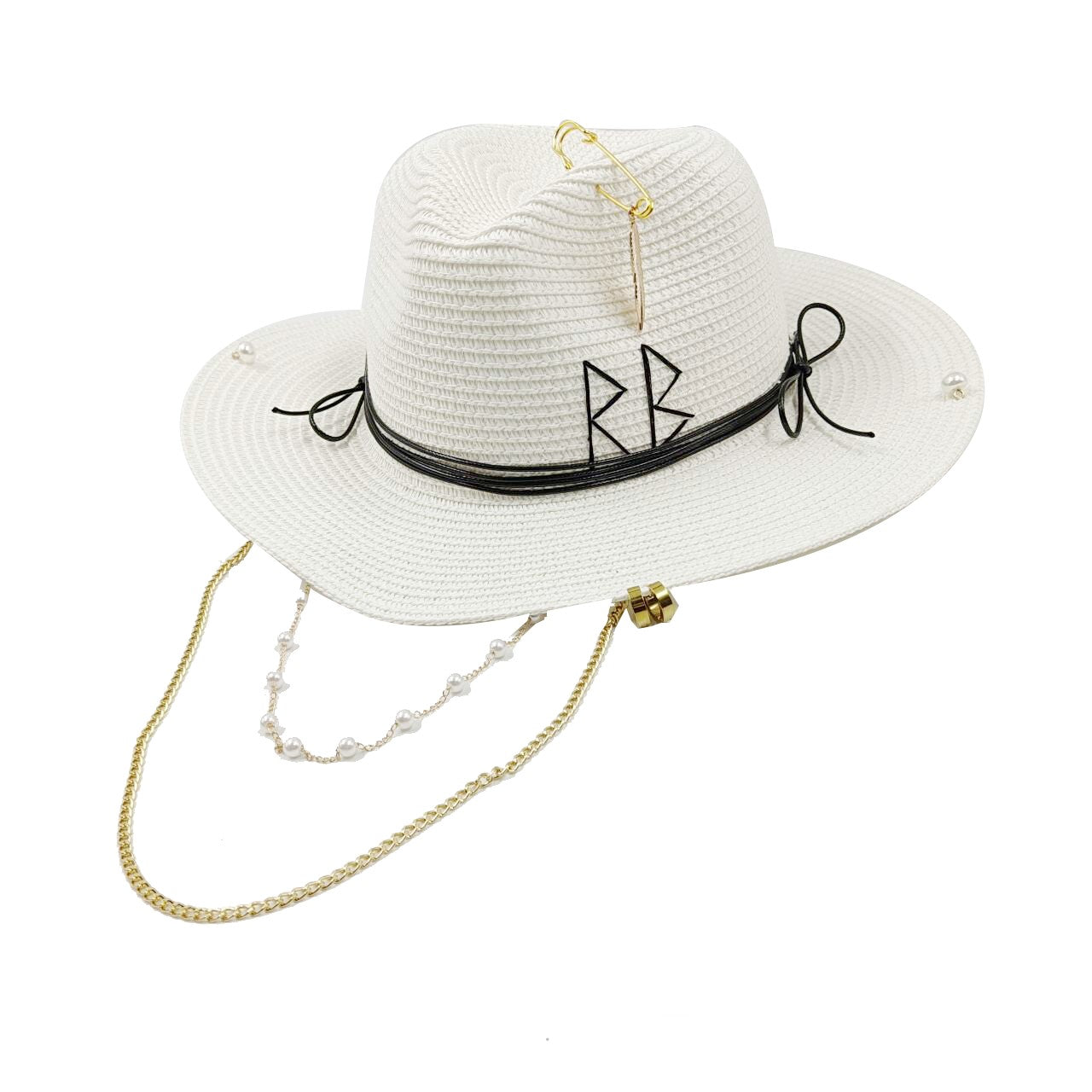 Chapéu de Palha Corrente Punk 2023 Novo Chapéu de Sol Acessórios Corrente Dourada Jazz Hip Hop Chapéu de Verão Estilo Punk Chapéu de Praia Chapéu de Igreja