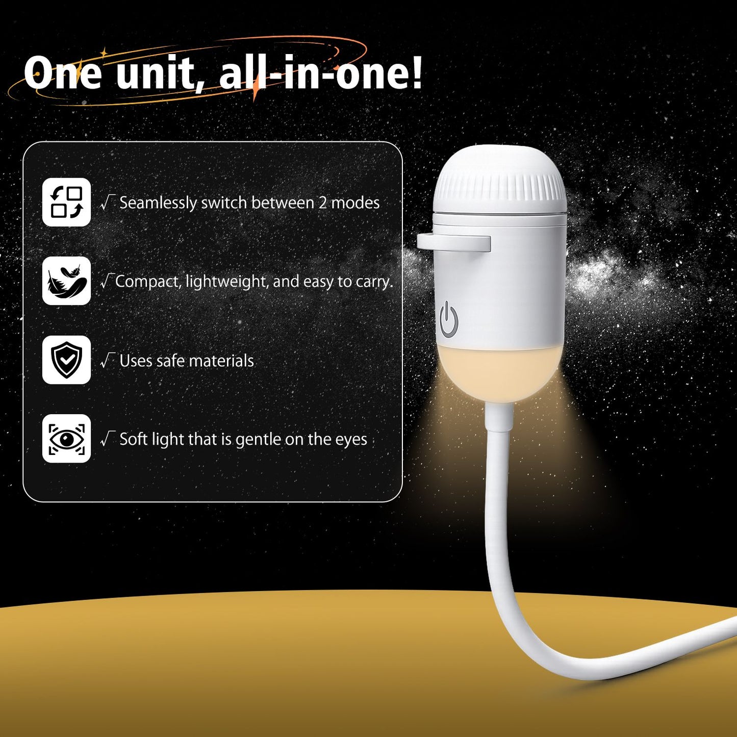2-in-1 USB Ambient Light For Large Range Projection Atmosphere Multiple Scenes Adjustable Focus Distance Night Lighting Function