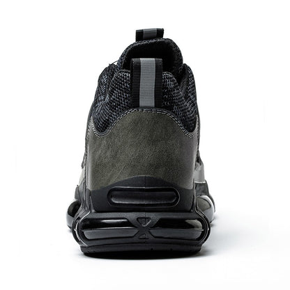 Sapatos de Segurança com Botão Rotativo Masculino Tênis com Bico de Aço e Amortecimento a Ar Sapatos de Trabalho Masculino Botas de Segurança Anti-Furos Calçados de Proteção