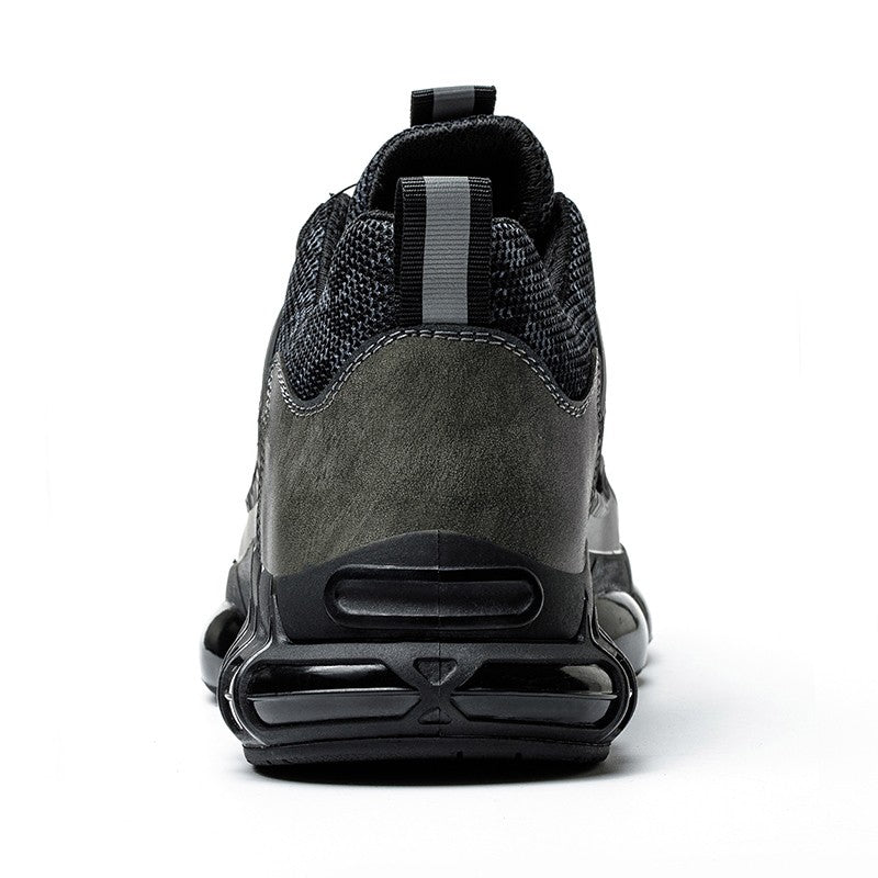 Sapatos de Segurança com Botão Rotativo Masculino Tênis com Bico de Aço e Amortecimento a Ar Sapatos de Trabalho Masculino Botas de Segurança Anti-Furos Calçados de Proteção