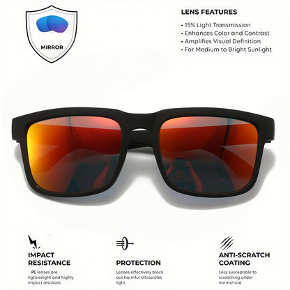 4PCS Square Sports Sunglasses with Designer Temple Pattern - UV400 for Men Women, Beach Vacation