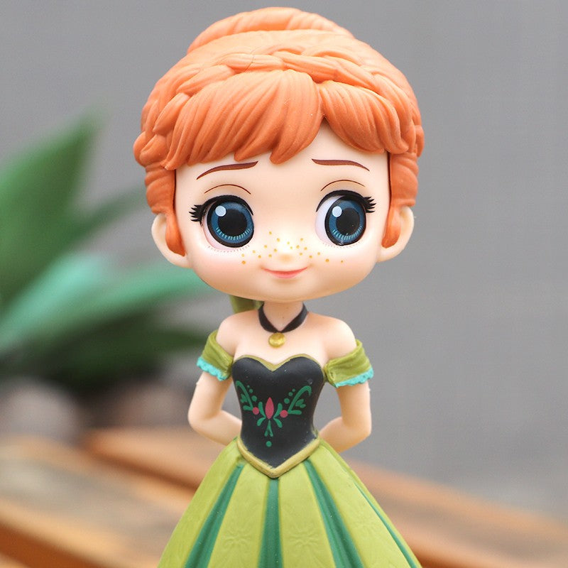 Miniso 14cm Princesas Q Posket Bonecas Elsa Anna Mulan Tinker Bell Elsa Aladdin kawaii Brinquedo para Bolo Decoração Modelo menina presente