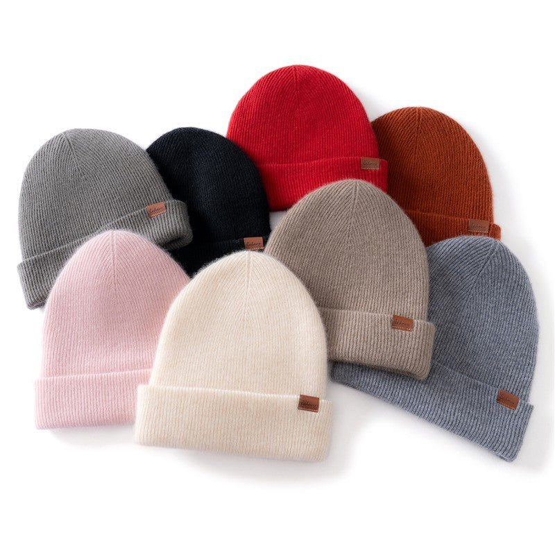 New Autumn Winter 100% Cashmere Hat Knitted Mountaineering Wool Hat Outdoor Skiing Double Layer Men and Women Thickened Warm