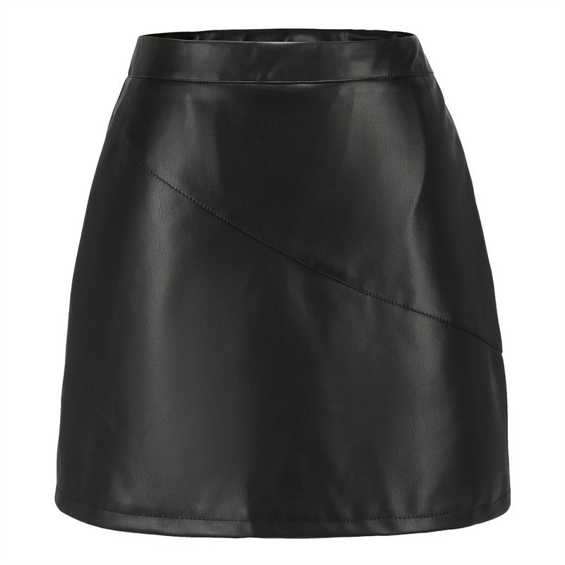 Women's Black Small Stretch PU Skirt, Fashion Casual Short Skirts,  Brown Gray Leather Skirts of Women 2026