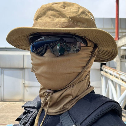 2Pcs/Set Wide-brimmed Hat Balaclava Mixed Set Men Sunscreen Boonie Cap Outdoors Hiking Camping Fishing Hat Sun Hat Fisherman Hat