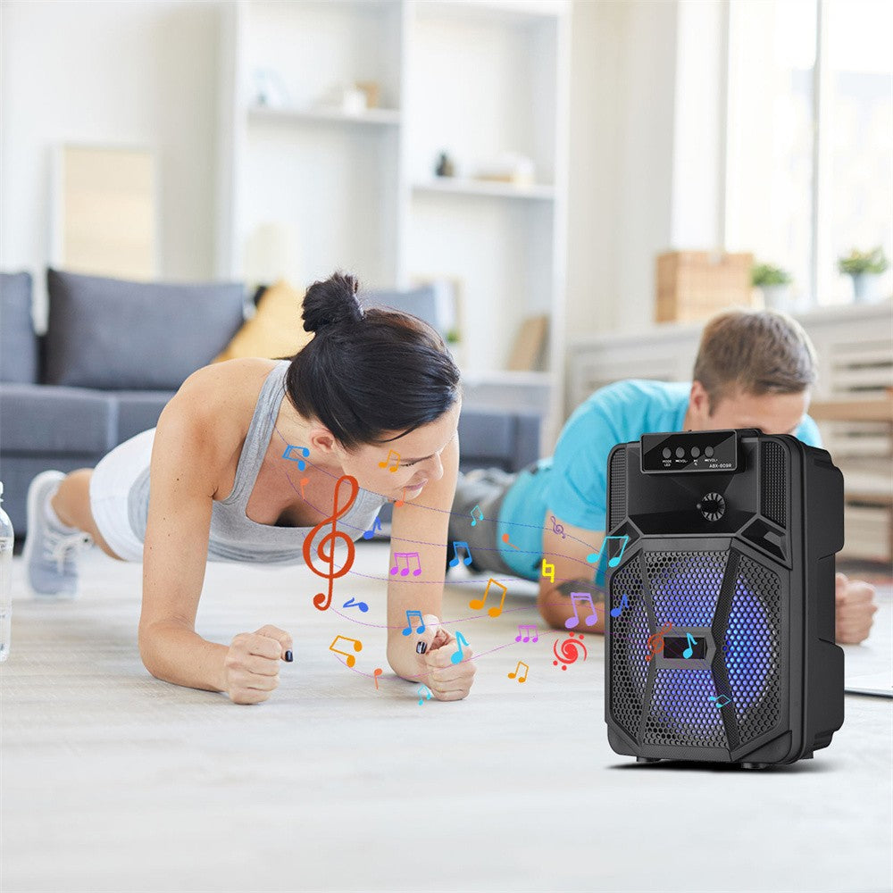 Caixa de Som Portátil Sem Fio Bluetooth 1000W Grande Luz LED Estéreo para Festa FM Karaokê Subwoofer 8 polegadas com Microfone e Controle Remoto