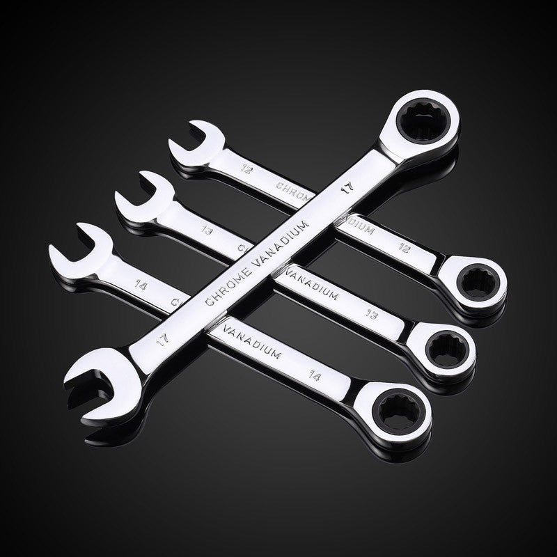 Conjunto de Chaves Catraca Métricas e Standard, Chave Combinada de 12 Pontos com Boca Fechada, Conjunto de Ferramentas para Garagem, CR-V Totalmente Polido