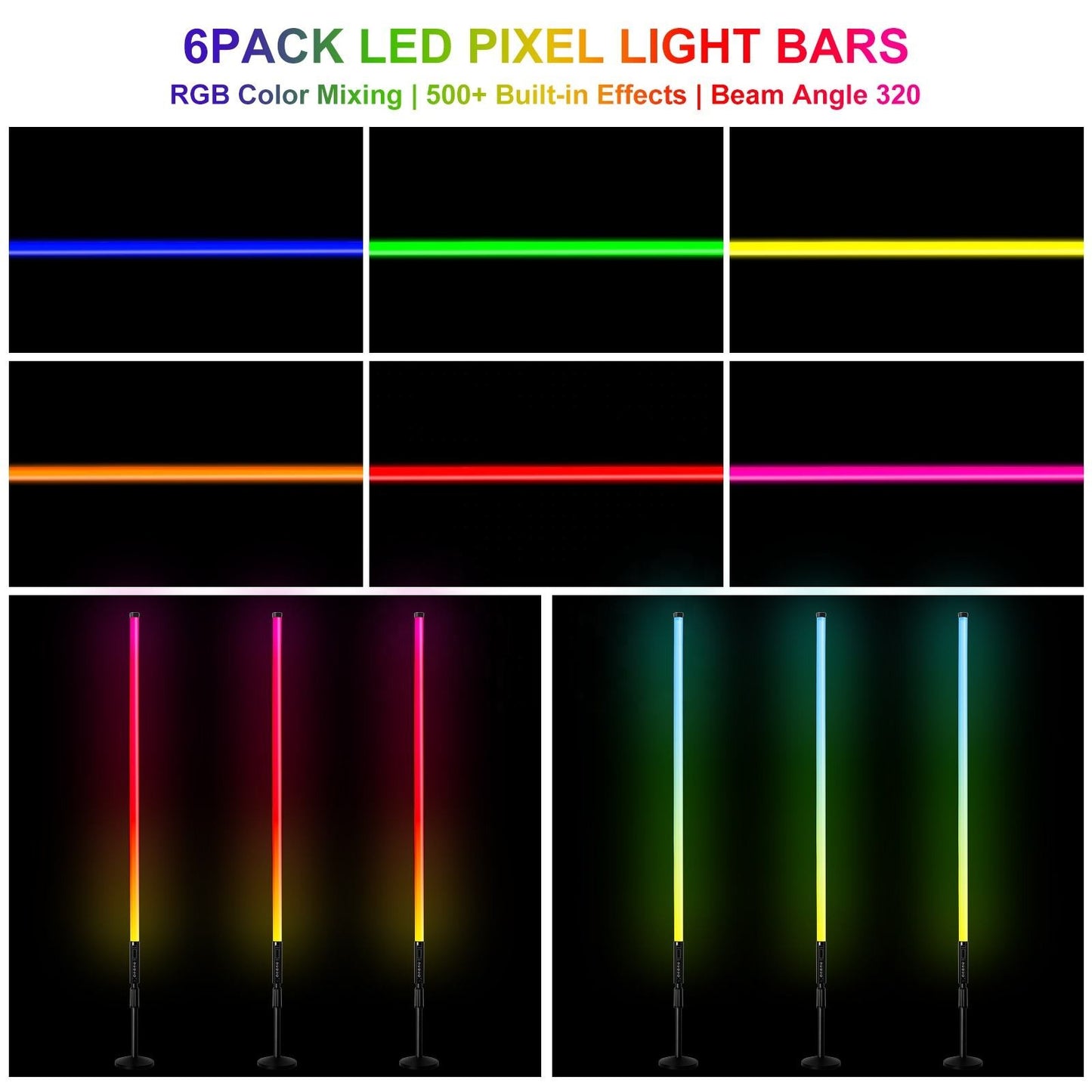 RGB Programmable Pixel LED Tube Light TL-130Ultra DMX Artnet Control for Video Studio DJ Booth