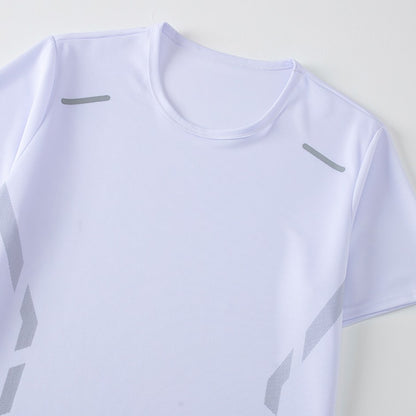 2-Piece Men's Summer Quick drying Sports Suit Loose And Breathable Short Sleeved T-shirt Running And Fitness Black Pocket Shorts