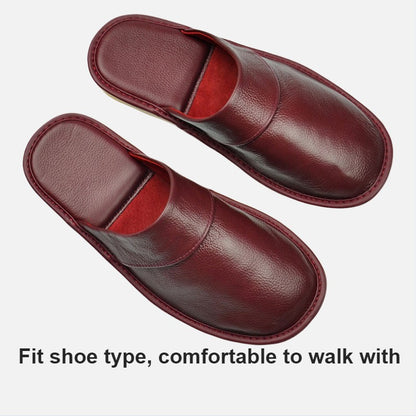 Genuine Cow Leather Slippers Homes in indoor slipper Spring Autumn summer men women elderly non-slip casual single Slides shoes