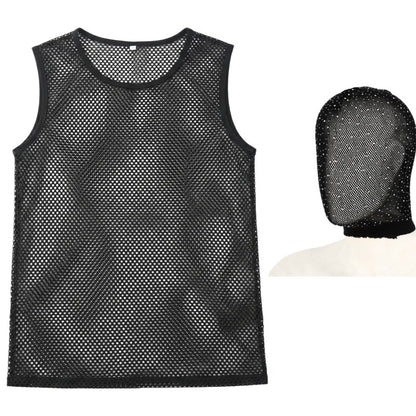 Sexy Transparent Mesh Ultra Thin Perspective Clothing Fishing Net Hollow Vest Headscarf Hood Cosplay Party