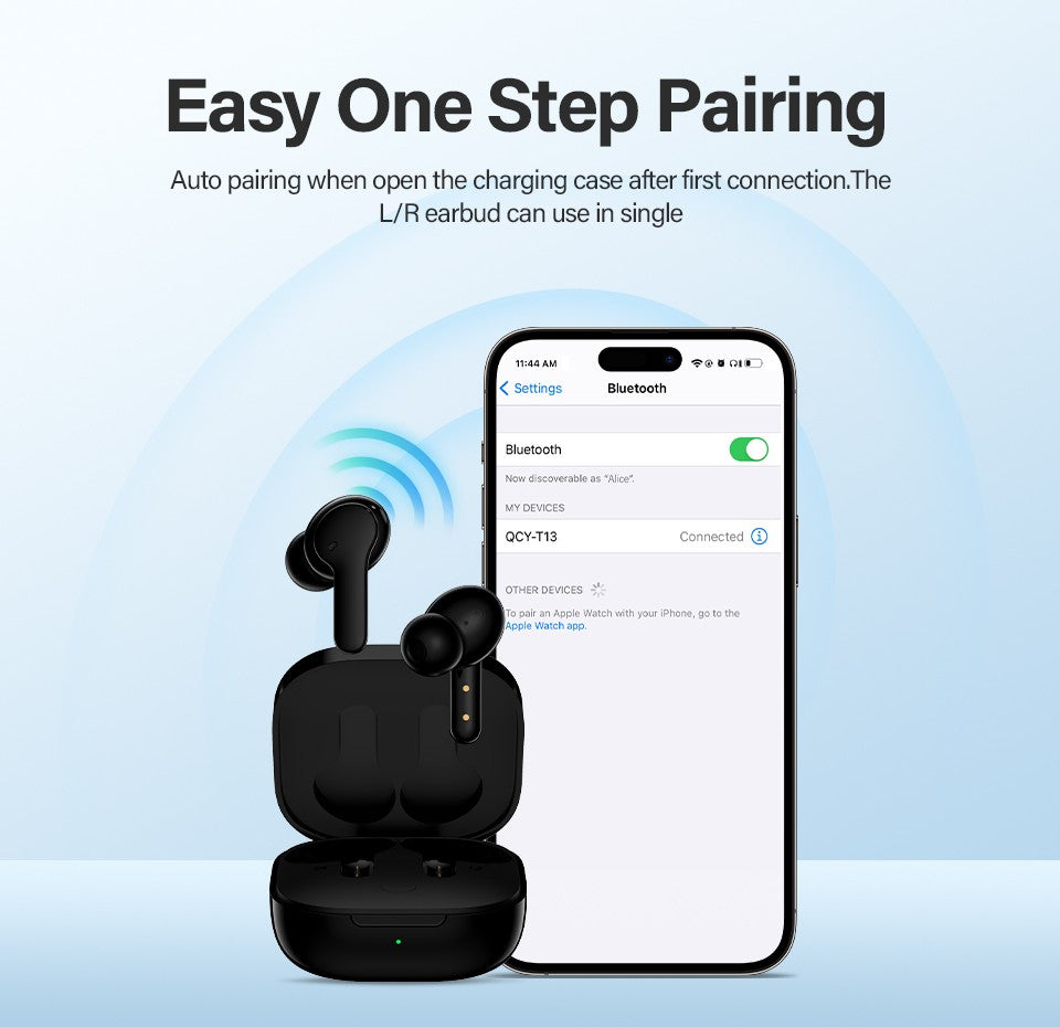 QCY T13 Wireless Smart Headphone BT5.1 TWS Earphone 4 Mic ENC HD Call Headset Touch Control Earbuds Long Standby 40H