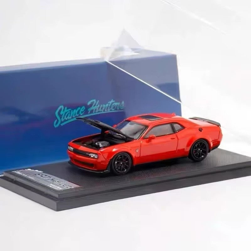 Novo Dodge Challenger Srt Hellcat Carro De Brinquedo Miniatura 1:64 Simulação Liga Abre Capô Presente Para Crianças