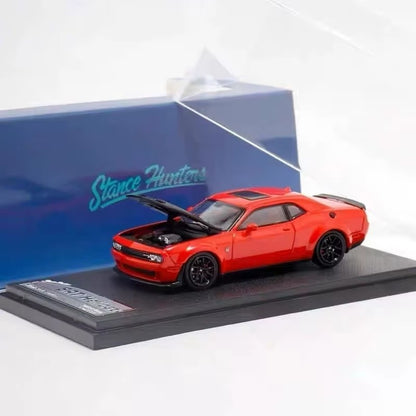 Novo Dodge Challenger Srt Hellcat Carro De Brinquedo Miniatura 1:64 Simulação Liga Abre Capô Presente Para Crianças