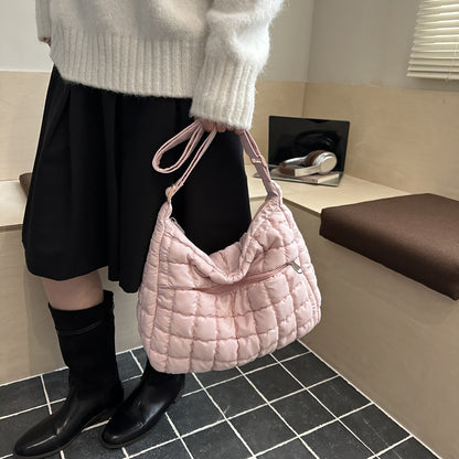 2025 New Quilted Puffer Shoulder Bag for Women Large Capacity Tote Sling Bag Fashion Casual Crossbody Satchel Bag Female Handbag
