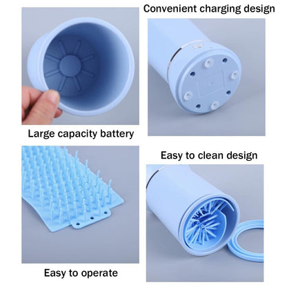 Lavador Portátil de Patas para Cães Limpador Automático de Patas de Animais de Estimação Massageador Elétrico de Patas Recarregável USB Projetado para Cães e Gatos Pequenos a Médios