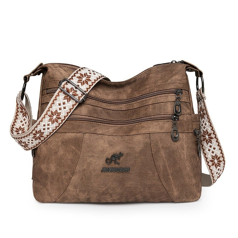 Fashion Denim Fabric Women's Crossbody Bags, Multi-layer Large Capacity Shoulder Bag, Suitable for Commuting Occasions