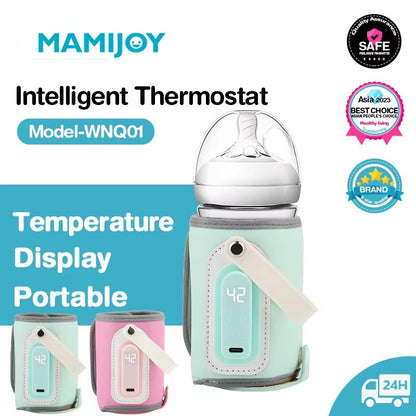 MAMIJOY  Portable Baby Bottle Warmer Feeding Bottle Heat Keeper Travel Warmer Cover USB Heater Outdoor Bottle Warmer