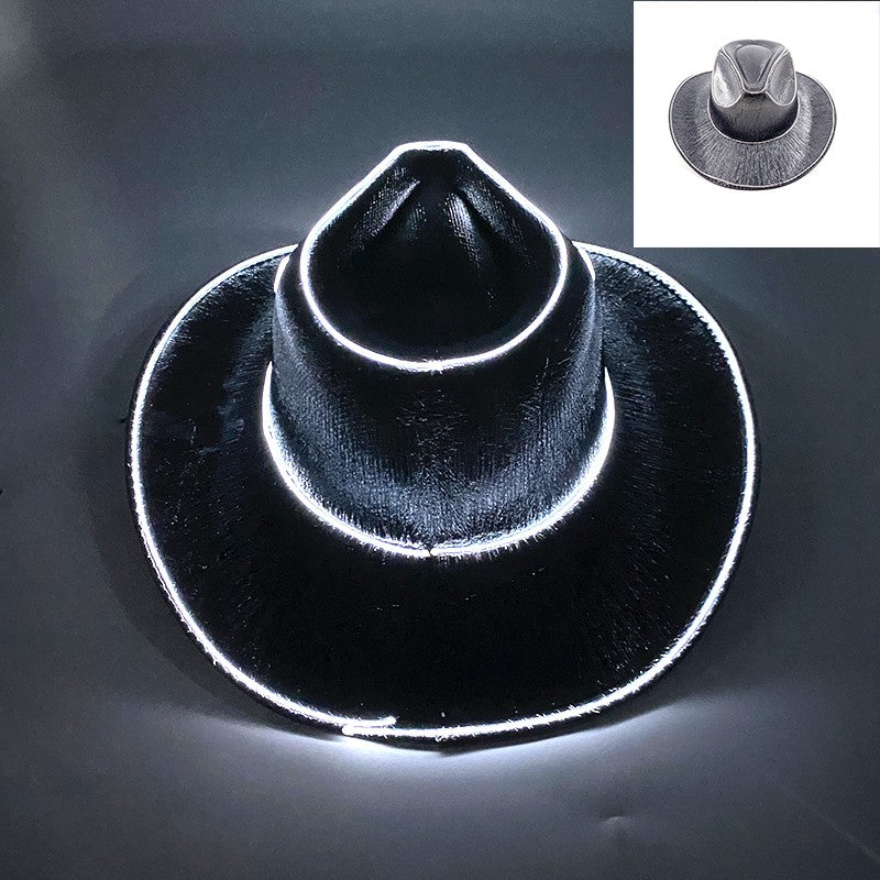 Chapéu de Cowboy LED Sem Fio, Chapéu de Cowboy Luminoso, Chapéu de Cowgirl Rosa para Discoteca, Noivas, Acessórios para Shows, Boates e Festas a Fantasia