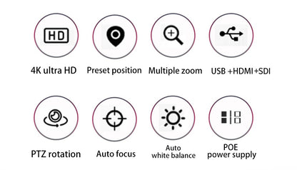 4K NDI  PTZ Camera 1-10pcs 20X Zoom Video Conference Camera for Church Business Meeting Optional 1 controller keyboard kit