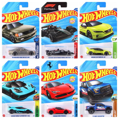 Hot Wheels C4982 2025-J Ferrari Mercedes F1 McLaren Porsche 1:64 Alloy Cars, Diecast Model Collection for Racing Fans & Kids