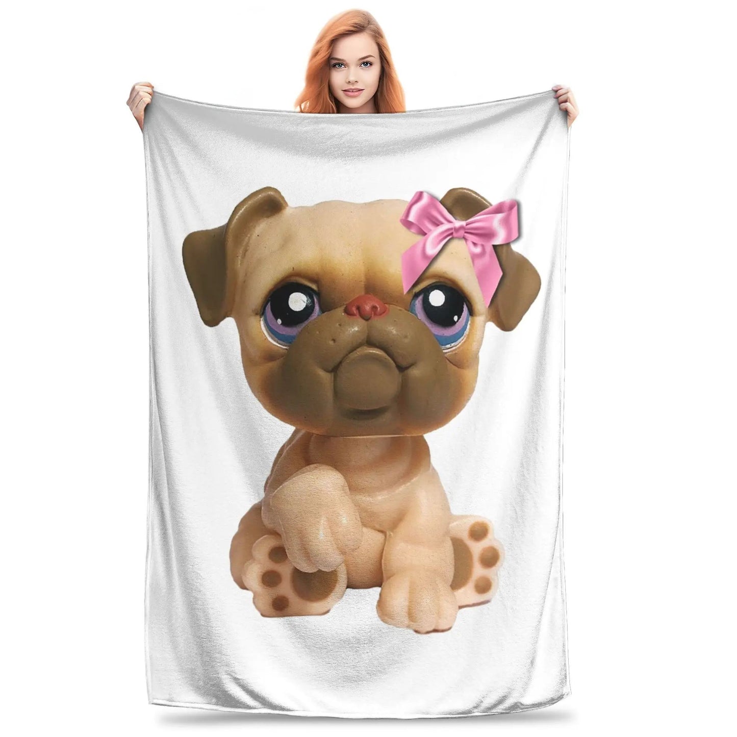 Coquette Bulldog Flannel Throw Blanket Warm Plush Blankets for Bed Home Picnic Couch Soft Bedding LPS Littlest Pet Shop