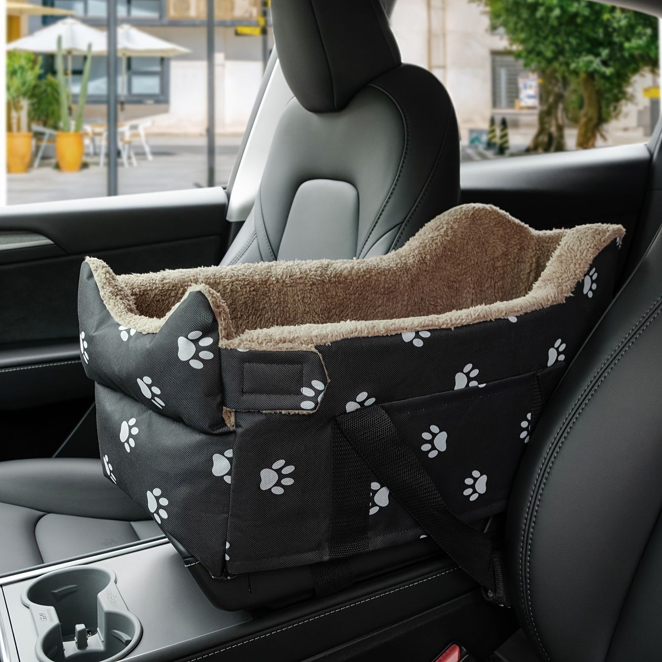 Assento Elevatório Portátil Pequeno e Confortável para Carros - Cama de Viagem de Segurança Durável em Poliéster para Cães e Gatos, para Console Central