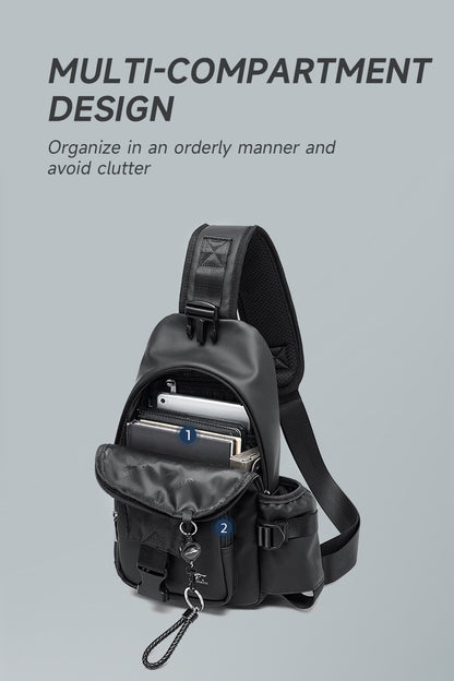 Septwolves Business Thin Printed Leather Crossbody Sling Bag Man Fashion Casual Travel Monogram Print Fabric iPad Shoulder Bag