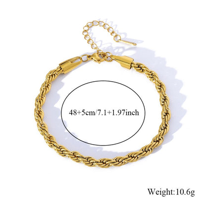 Pulseira de Corrente de Contas de Aço Inoxidável 316L EILIECK para Mulheres, Charme de Metal Banhado a Ouro 18K, Joia Moderna com Design Exclusivo