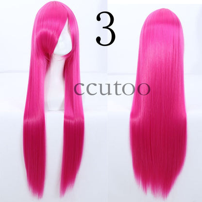 ccutoo 100cm Peruca de Cosplay Reta Sintética de Cabelo Longo de Alta Temperatura 82 Cores Disponíveis