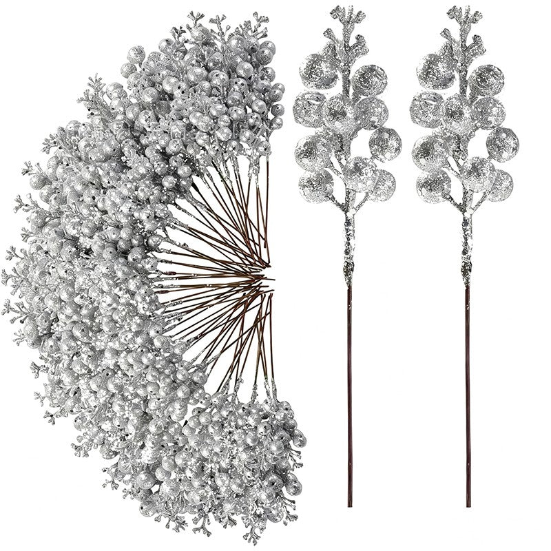 10/20Pcs Christmas Decoration Glitter Berries Artificial Flower Bouquet Christmas Tree Ornaments for Home New Year 2026 Decor