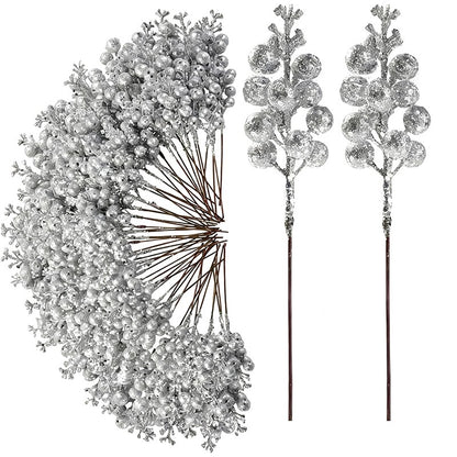 10/20Pcs Christmas Decoration Glitter Berries Artificial Flower Bouquet Christmas Tree Ornaments for Home New Year 2026 Decor