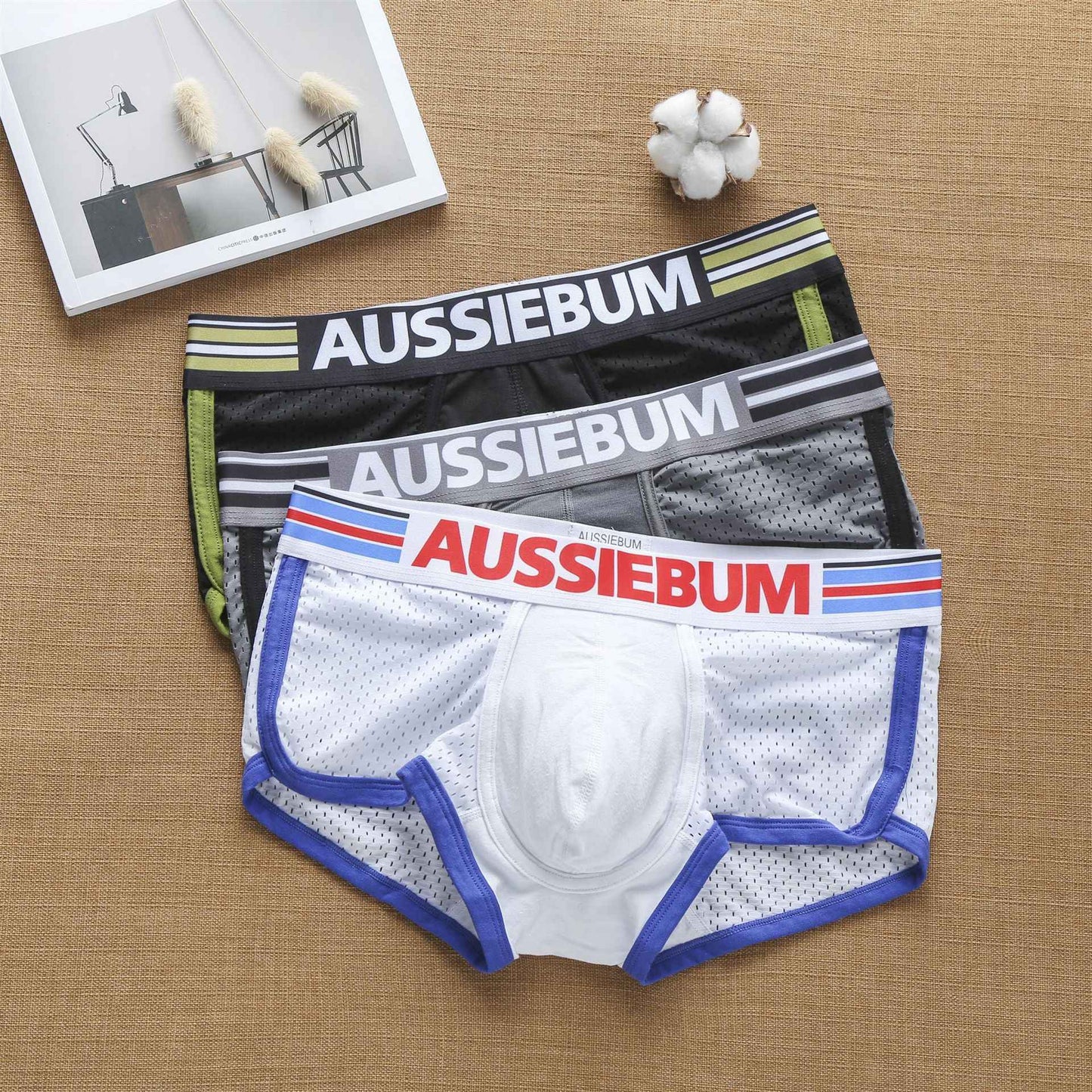 Men's boxers pure cotton mesh fashionable youth underwear student underpants